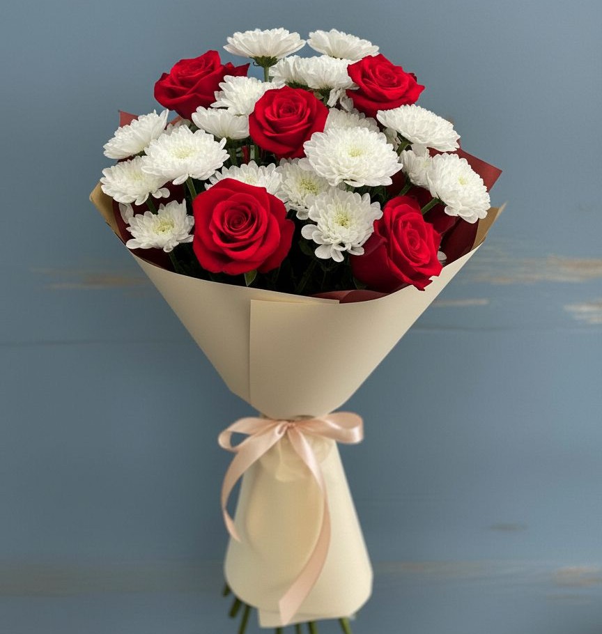 Букет цветов из: Розы и Хризантемы в Чистогорском