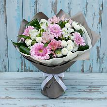 Букет цветов из:  Герберы, Альстромерии и Хризантемы #REPLACE_PRED# Чистогорском