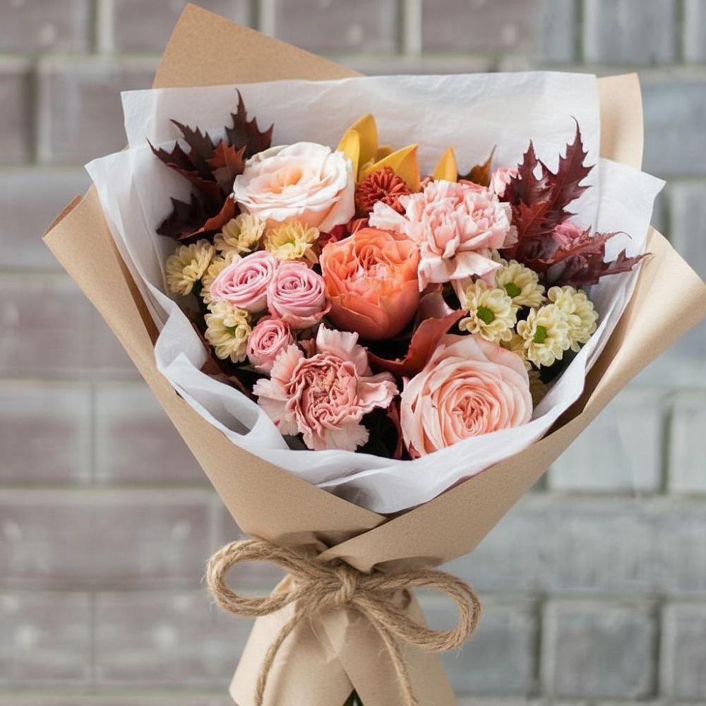 Букет цветов из: Гвоздики, Хризантемы и Розы в Чистогорском