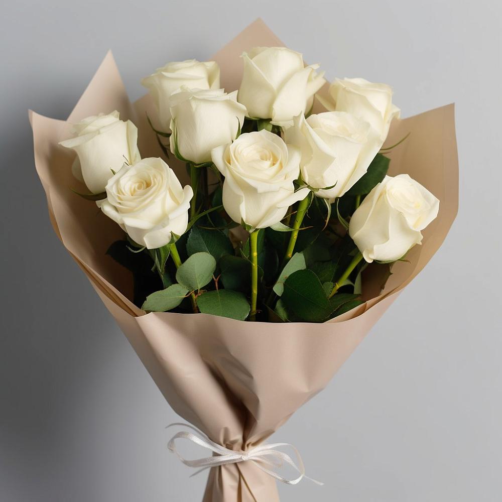 Букет 9 Белых роз Эдлесс Лав в Чистогорском