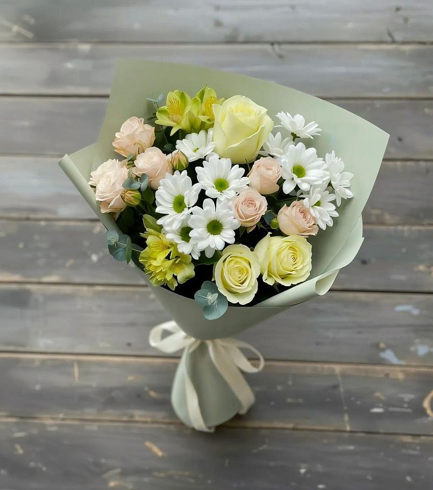 Букет цветов из: Альстромерии, Розы и Хризантемы в Чистогорском