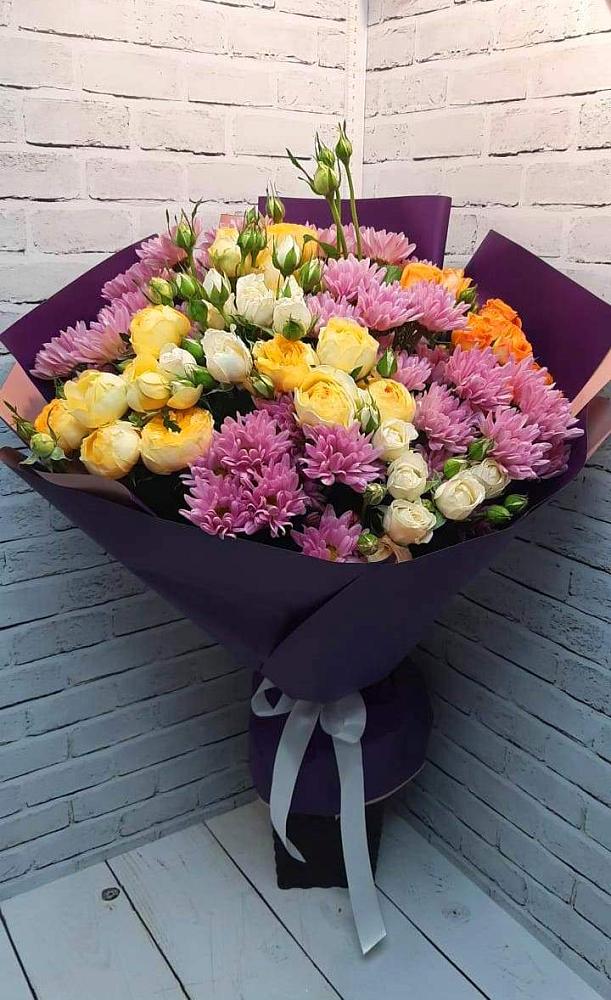 Букет цветов из: Хризантемы и Розы в Чистогорском