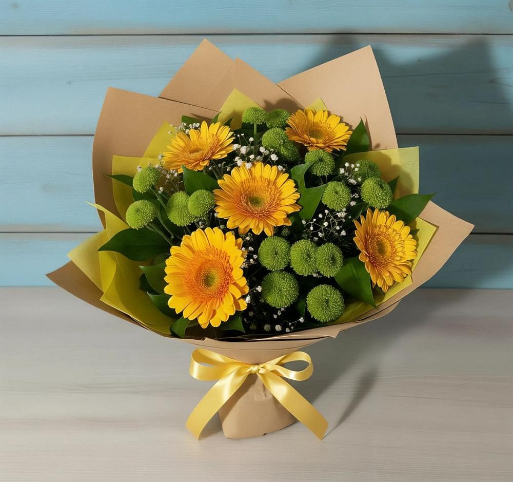 Букет цветов из: Герберы и Хризантемы в Чистогорском