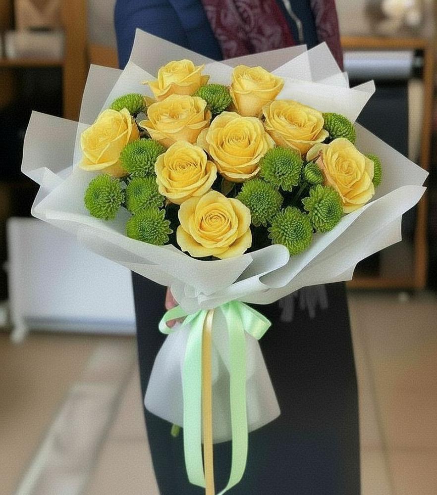 Букет цветов из: Хризантемы и Розы в Чистогорском