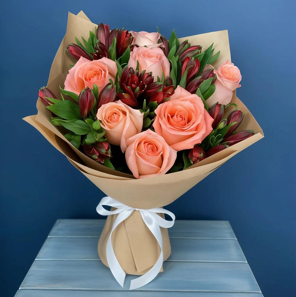 Букет цветов из: Розы и Альстромерии в Чистогорском