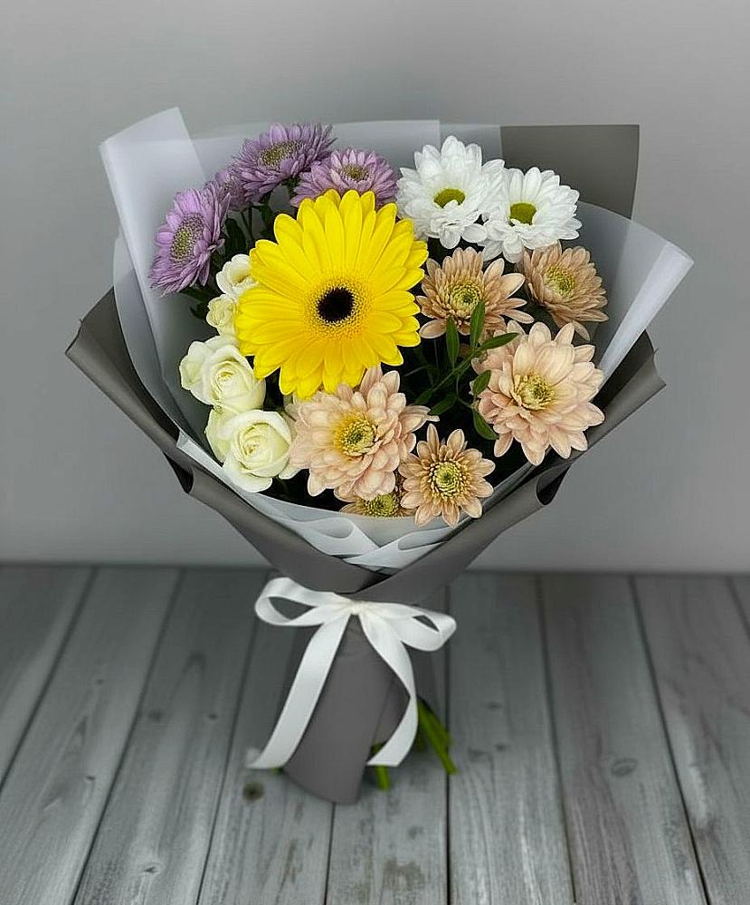 Букет цветов из: Розы, Герберы и Хризантемы в Чистогорском