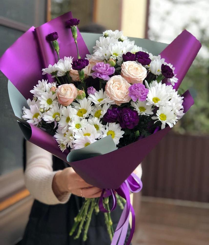 Букет цветов из: Хризантемы, Гвоздики и Розы в Чистогорском