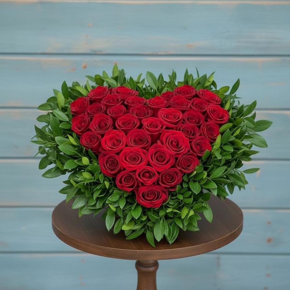 Цветочная композиция из Розы в виде сердца в Чистогорском