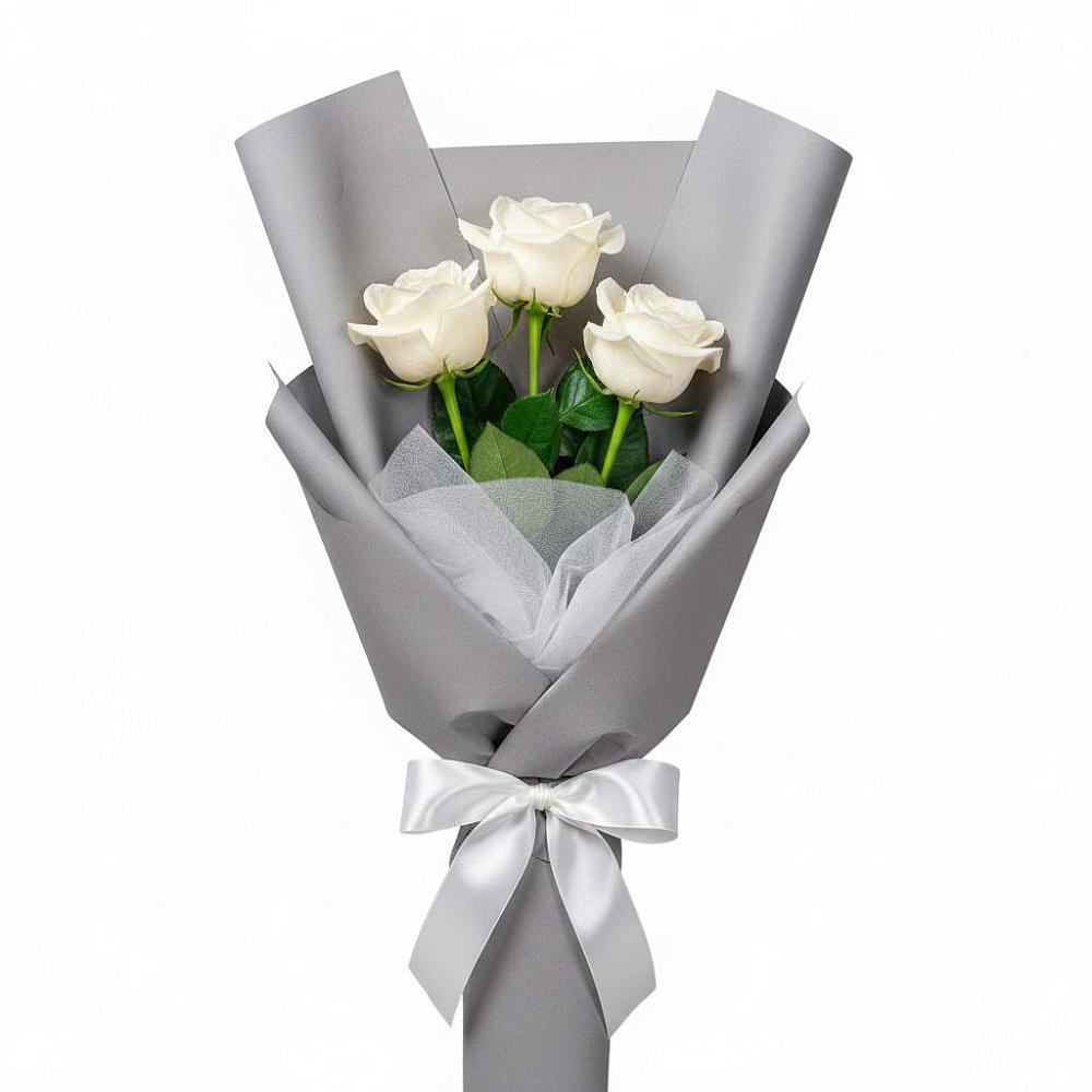 Букет 3 белые розы в Чистогорском