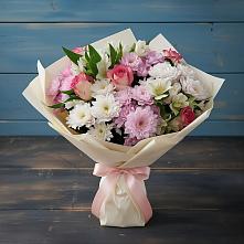 Букет цветов из:  Хризантемы, Альстромерии и Розы в Чистогорском