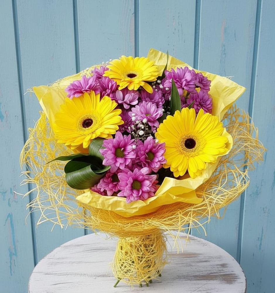 Букет цветов из: Хризантемы и Герберы в Чистогорском