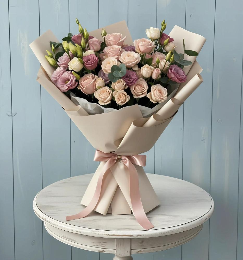 Букет цветов из: Розы и Лизиантусы в Чистогорском