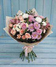 Букет цветов из:  Хризантемы, Розы и Альстромерии в Чистогорском