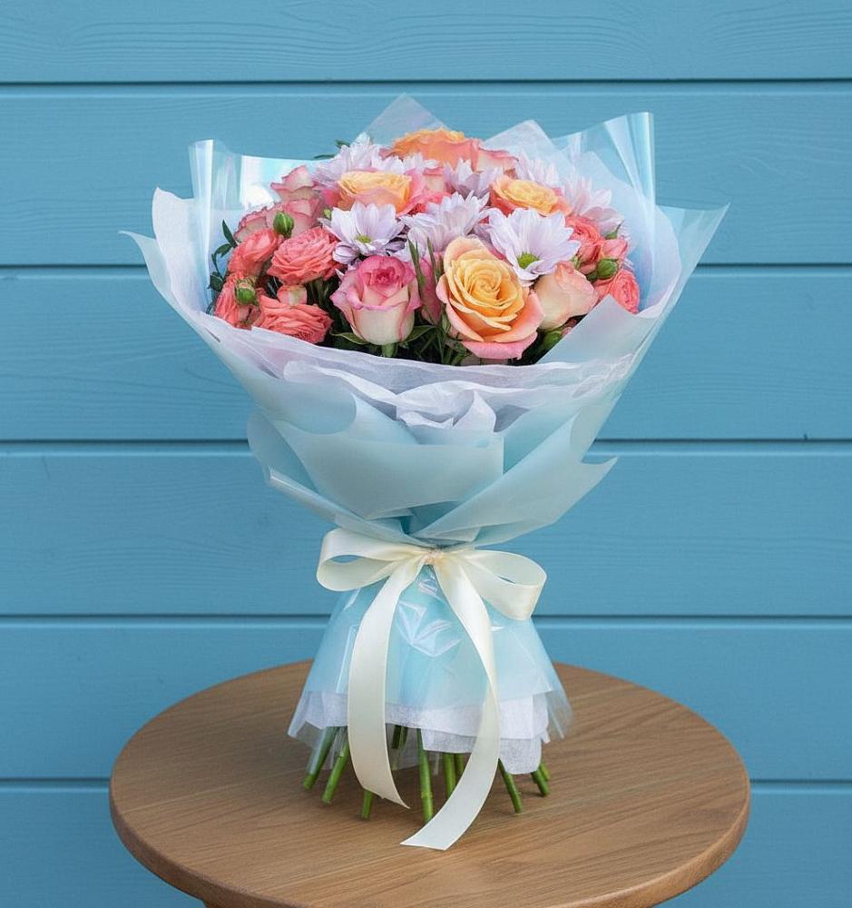 Букет цветов из: Хризантемы и Розы в Чистогорском