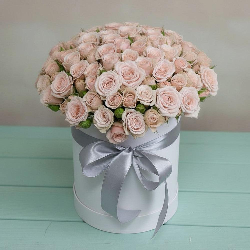 Цветочная композиция из Розы в шляпной коробке в Чистогорском